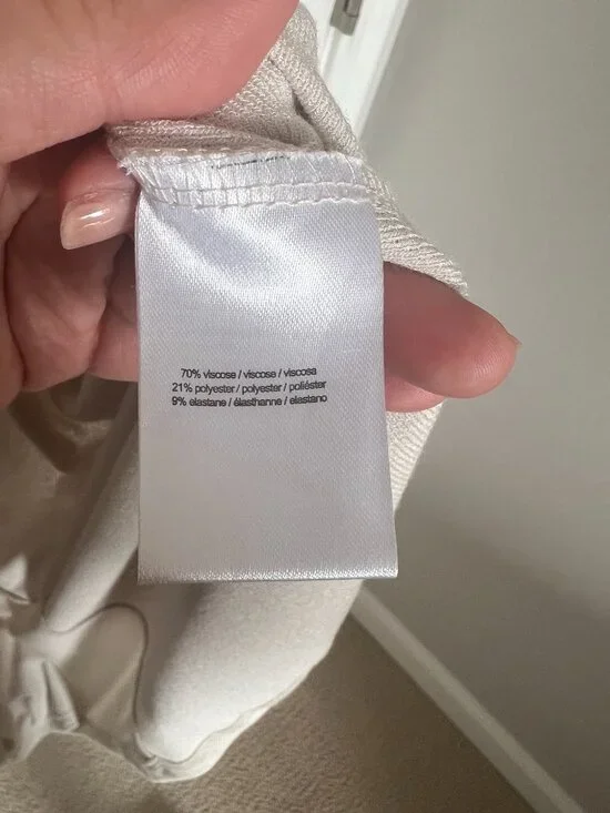 Halston Cream Open Front Long Cardigan Sweater, XL - Picture 6 of 9